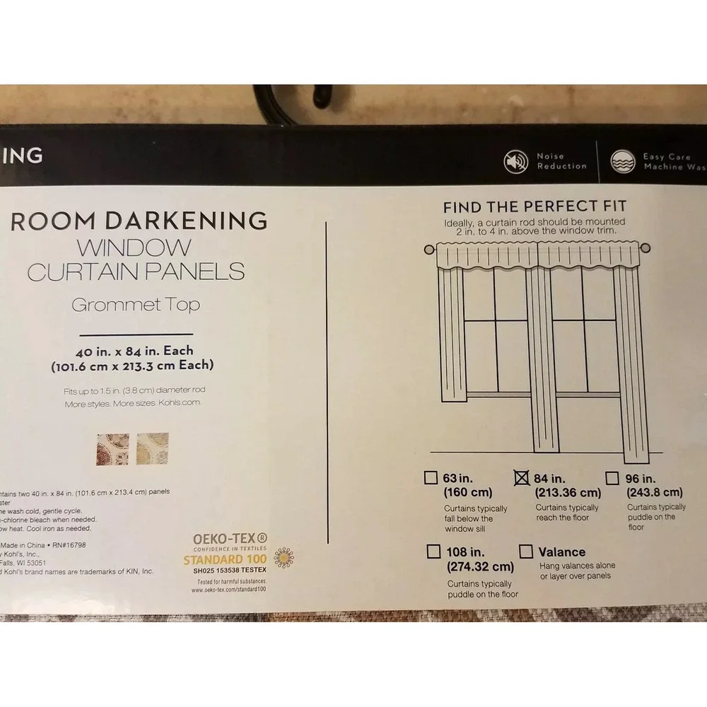 The Big One Medallion Print Window Curtain Set Room Darkening 40inx84in Each NEW